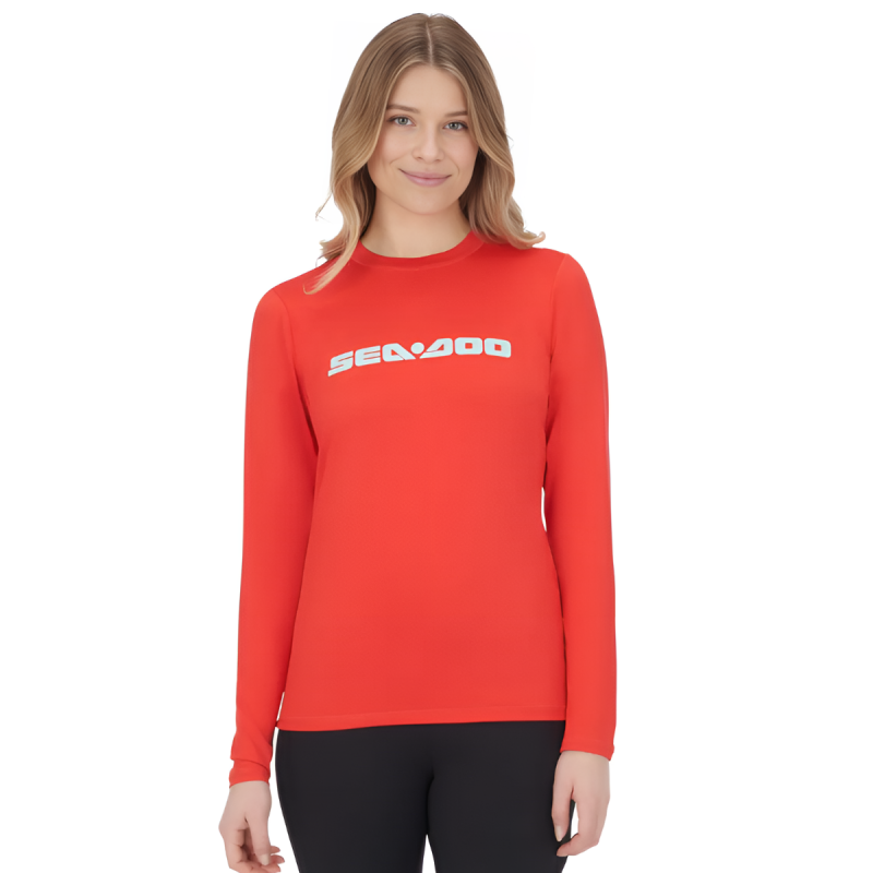 LONG SLEEVE RASHGUARD SIGNATURE LADIES LAVA RED