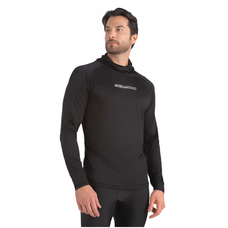UV PROTECTION HOODED SHIRT MEN BLACK